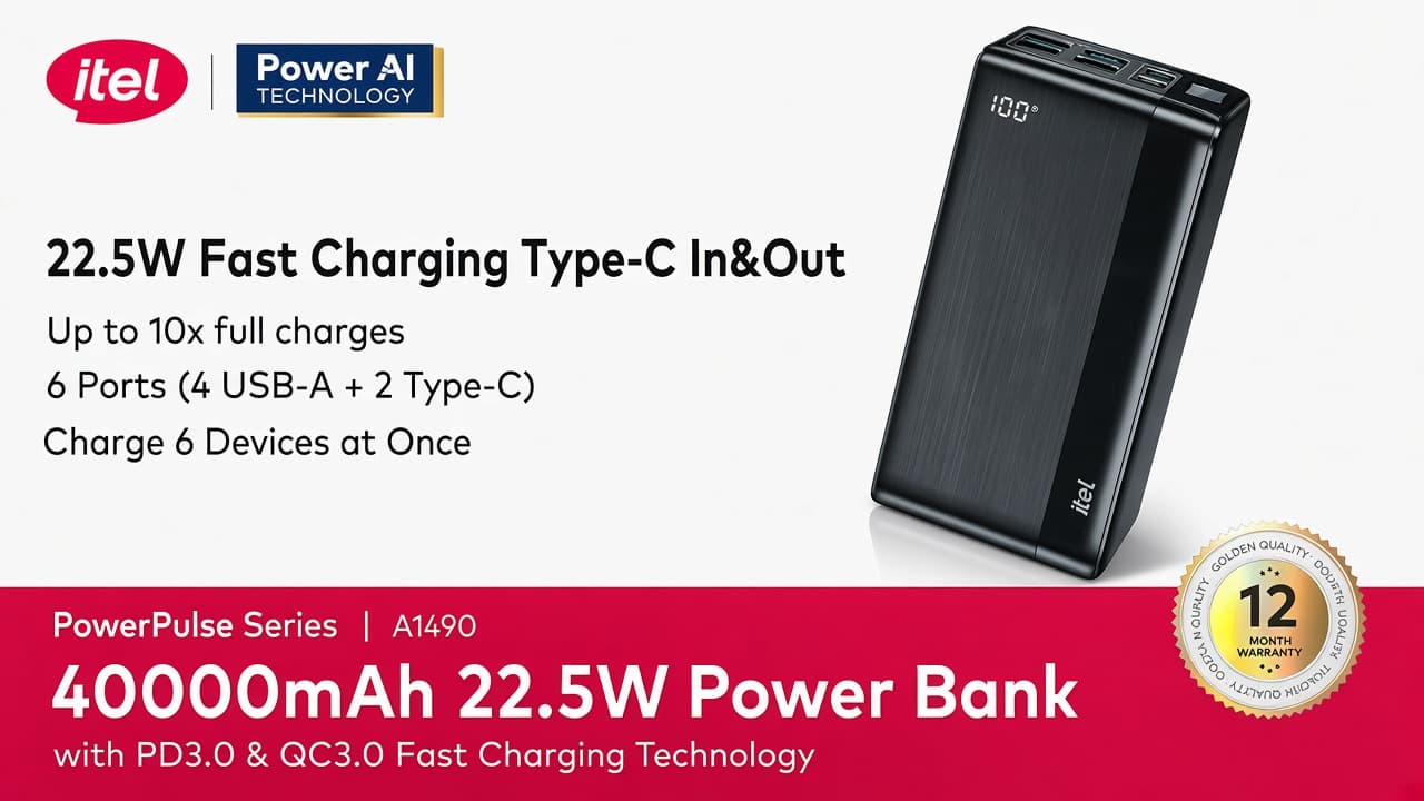 Itel 40,000mAh 22.5W Power Bank 