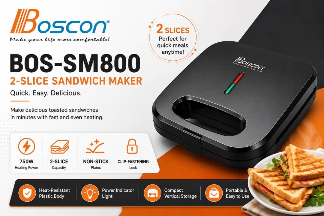 Boscon 2-Slice Sandwich Maker - 750W